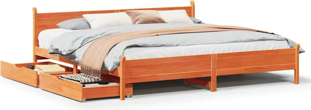 vidaXL Cadru de pat fără saltea, maro ceruit 200x200 cm lemn masiv pin