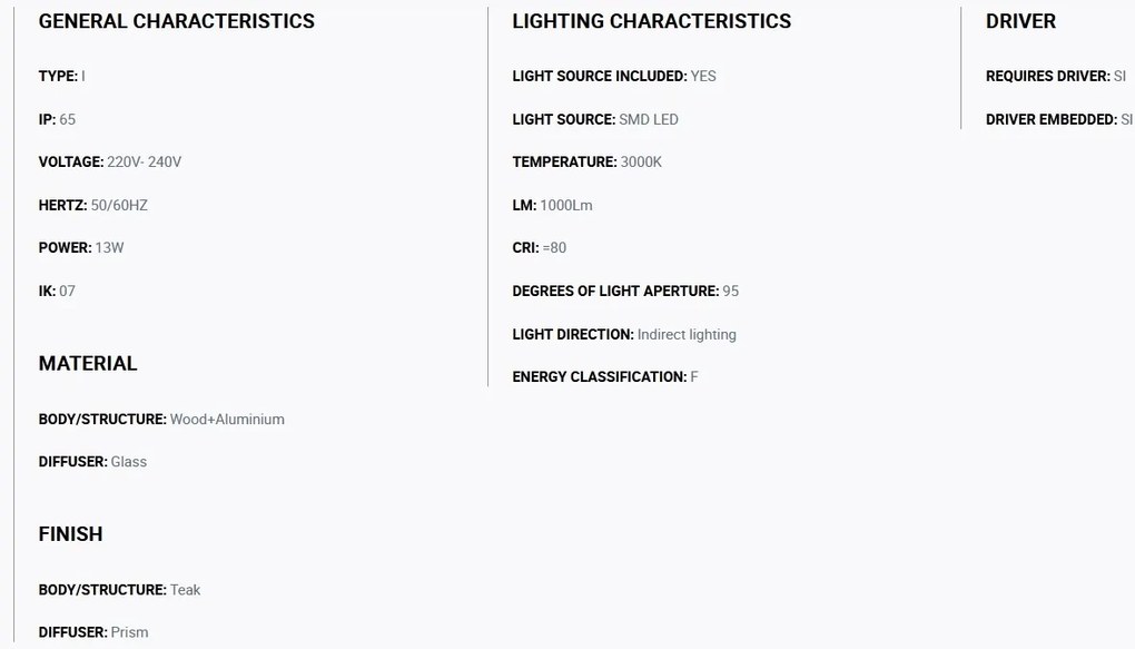 Aplica LED de exterior ambientala design modern IP65 DORO-13W lemn