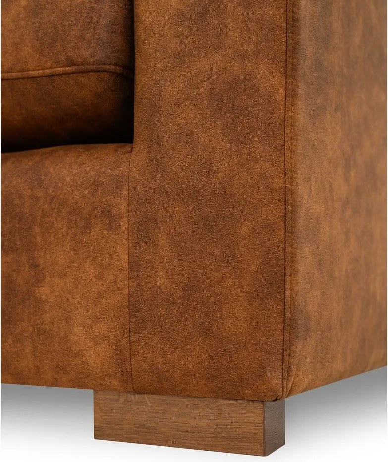 Colțar maro coniac cu tapițerie din imitație de piele (cu colț pe partea stângă ) Hamburg – Scandic