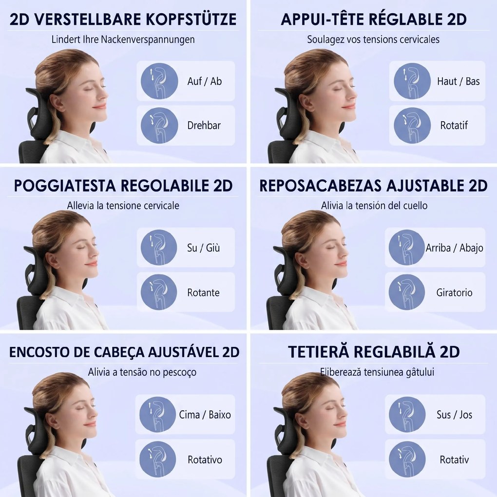 Vinsetto Scaun Ergonomic de Birou cu Spătar Reglabil Tetieră Cotiere Suport Lombar Funcție de Rotire Negru | Aosom Romania