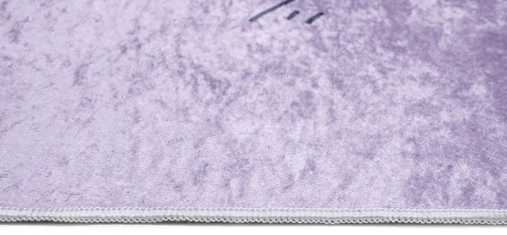 Covor violet pentru copii cu un motiv de balerină la Turnul Eiffel Lăţime: 80 cm | Lungime: 150 cm