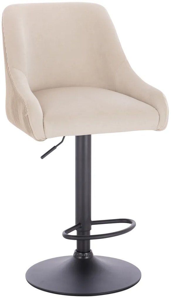 HR920W Scaun Crem din Catifea cu Bază Neagră