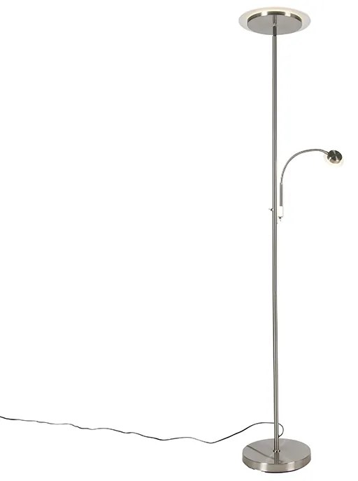Lampa de podea modernă din oțel incluzând LED cu braț de citit - Chala