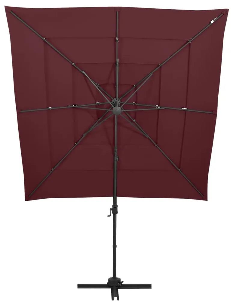 Umbrela soare 4 niveluri stalp aluminiu rosu bordo 250x250 cm Rosu bordo
