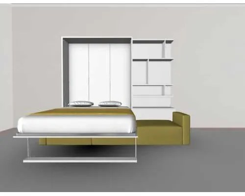 Set pat rabatabil dublu cu canapea 3 locuri si biblioteca - royal simple bookcase set (150x200)