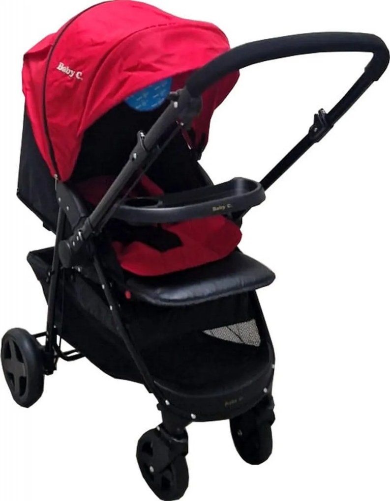 Carucior nou nascuti 2 in 1 BABY CARE™ PRO SK10, Maner reversibil, Spatar reglabil in 3 trepte, Frana picior,Pliabil , Rosu