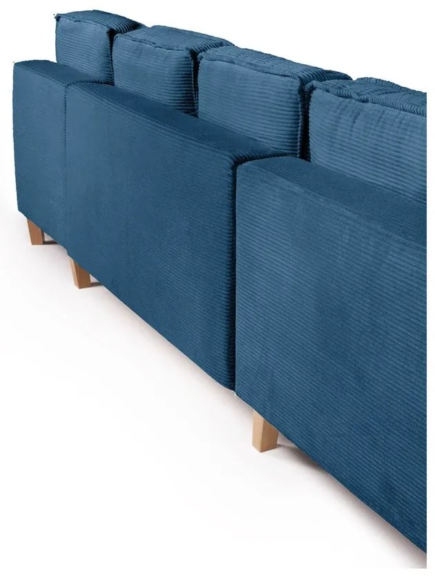 Colțar albastru extensibil cu tapițerie din catifea reiată (cu colț pe partea stângă /în formă de "U") Tori – Bonami Selection