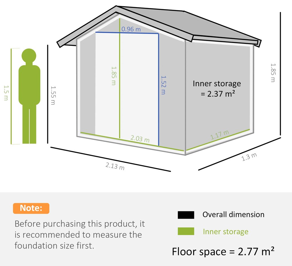 Outsunny Casuta de Gradina, Magazie de Depozitare, sopron pentru Unelte din Tabla de Otel, cu Usi glisante, Gri | Aosom Romania