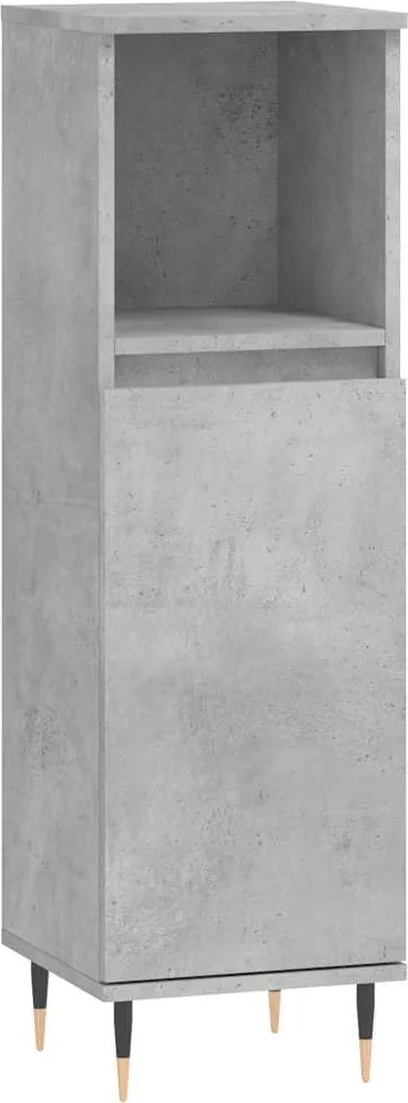 vidaXL Dulap de baie, gri beton, 30x30x100 cm, lemn prelucrat
