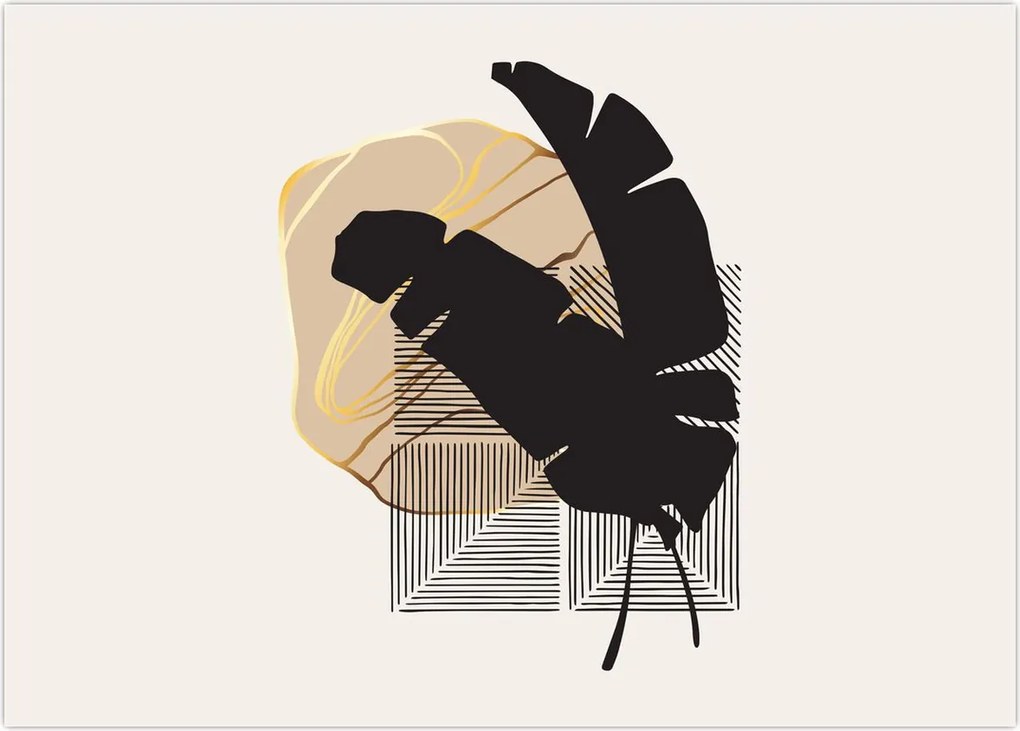 Tablou pe sticlă - Abstracție cu frunze tropicale N⁰4 (70x50 cm)