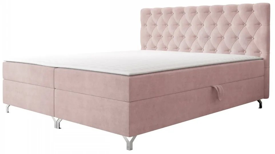 Pat matrimonial 140 cm Jenaks 2 (Roz) (cu somieră și saltea) (cu sp. depozitare). Promo -17%. 1104141