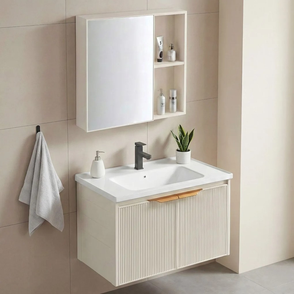 Set mobilier de baie cu lavoar Mario 60cm Beige