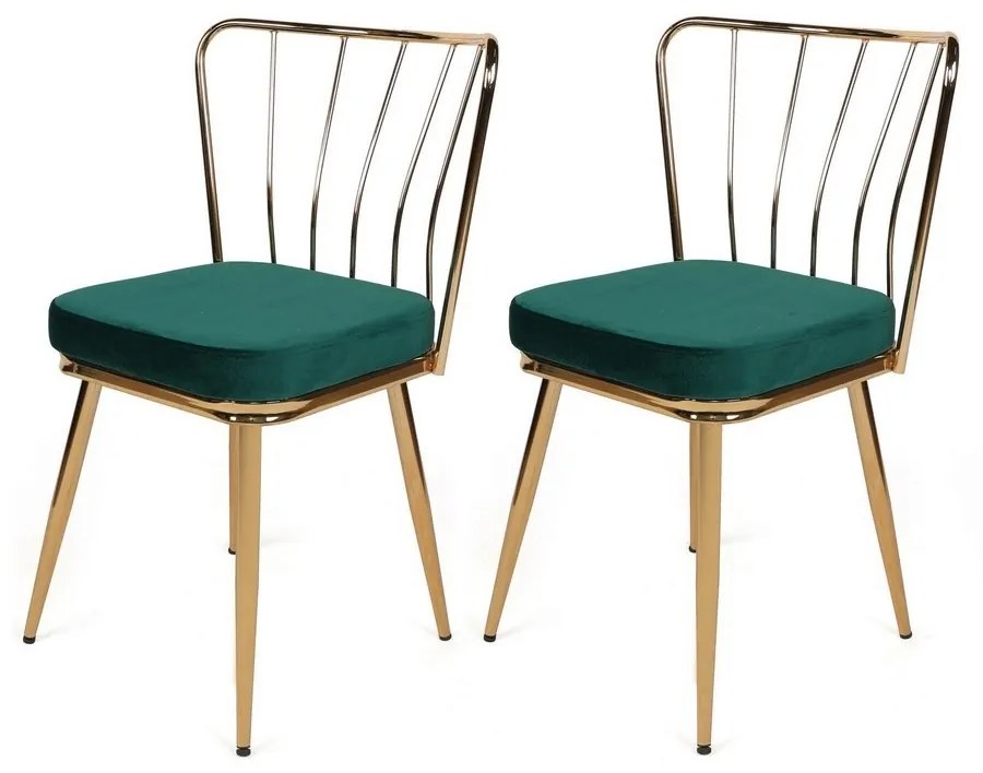 Set de scaune de sufragerie Yildiz Green and Gold,2 buc., 2 buc.