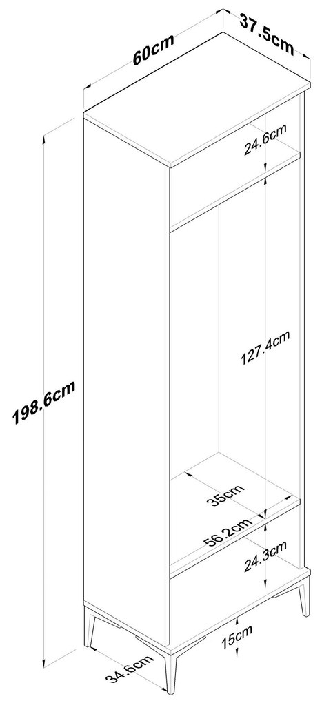 Dulap de haine Daboko 1 (Nuc + alb) . 1093933
