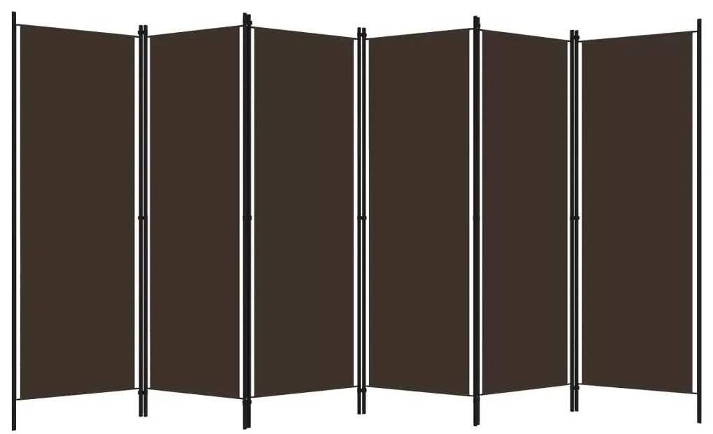 Separator pentru camera,6 panouri,300 cm,textil,Maro
