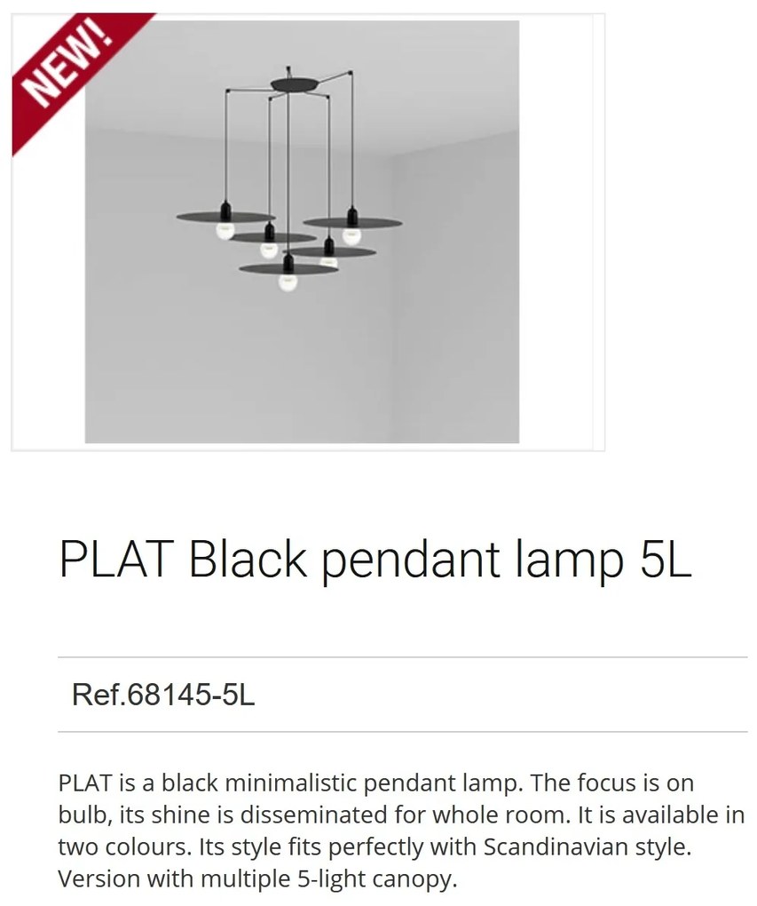 Lustra cu 5 Pendule design modern PLAT negru