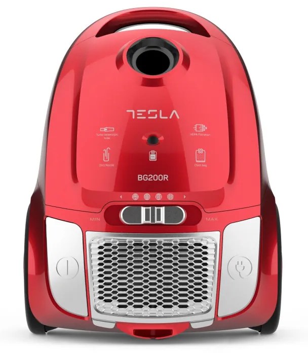 Aspirator cu sac Tesla BG200R, 800W, 2 L, Filtru lavabil HEPA, 76 dB, Rosu