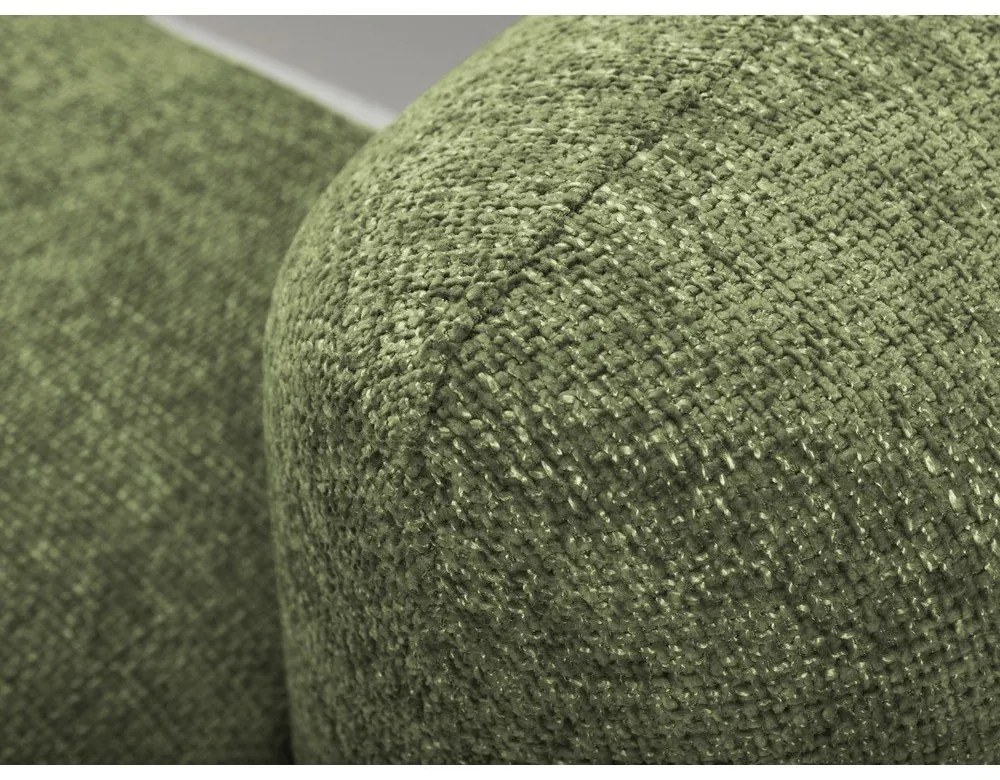 Colțar verde extensibil/cu spațiu de depozitare cu tapițerie din chenille (cu colț pe partea stângă/cu șezlong) Mele – Makamii