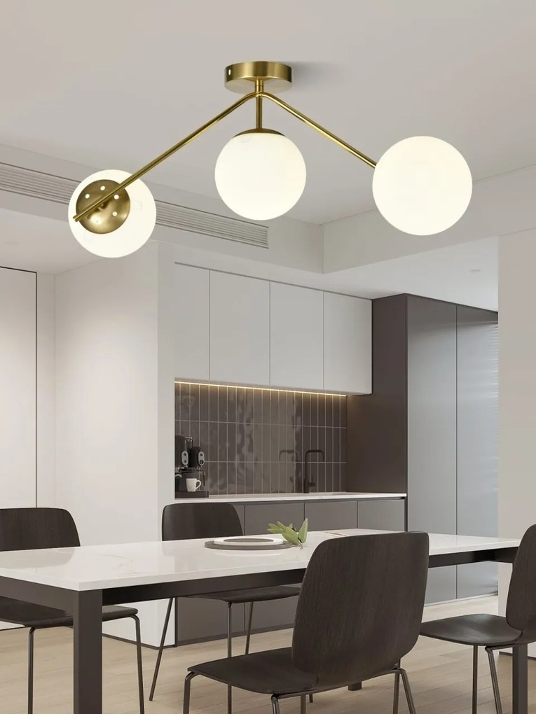 Lustra model N36377-3 – 3 x E27, abajururi elegante, finisaj auriu