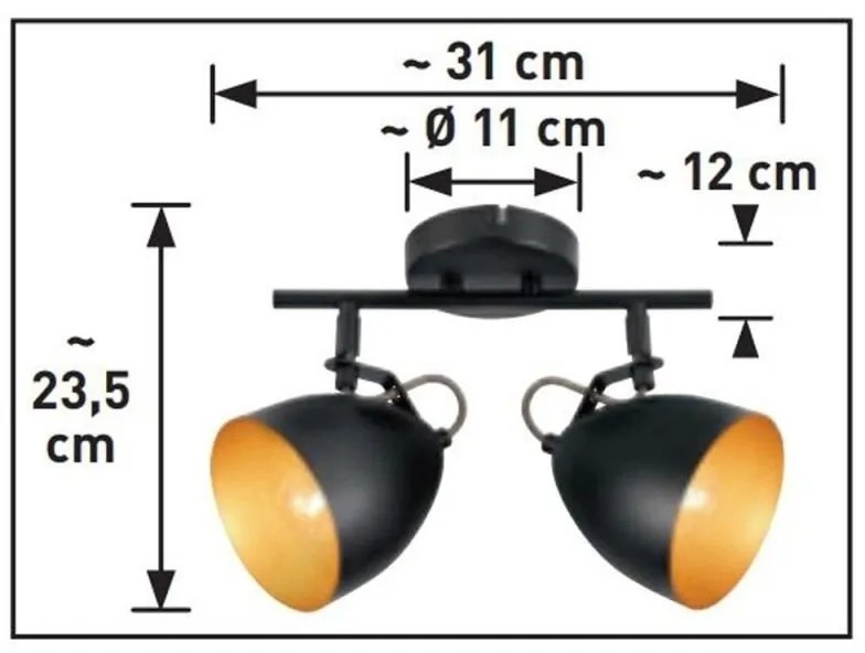 Lustra cu 2 spoturi metal negru LASABEZ
