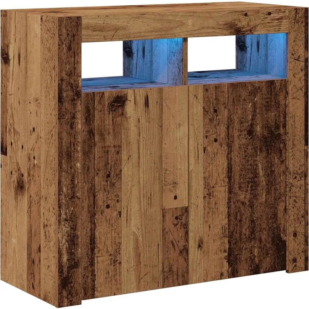 vidaXL Dulap cu lumini LED, lemn vechi, 80x35x75 cm, lemn prelucrat