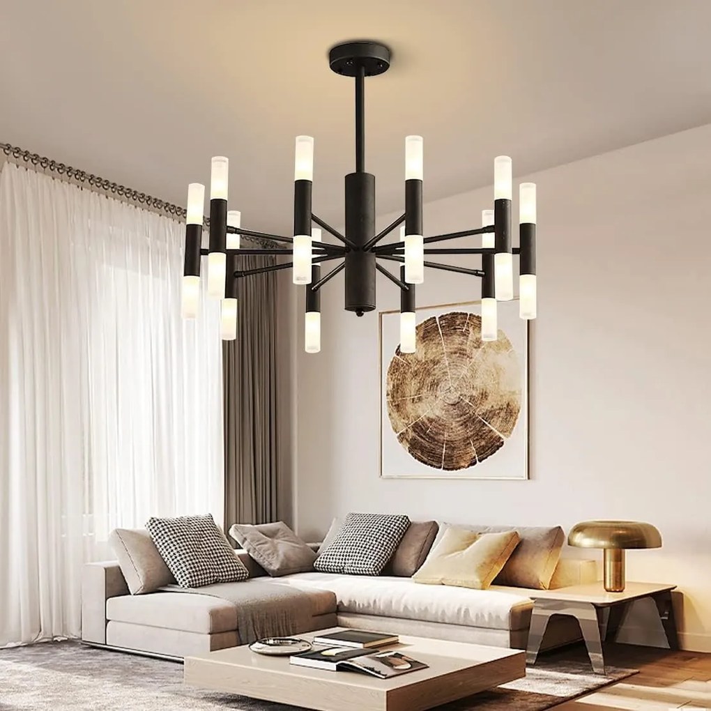 Candelabru Artistic Sputnik, Model DM3870/20 Negru – Design Geometric cu 20 de Becuri pentru Iluminare Unică și Elegantă