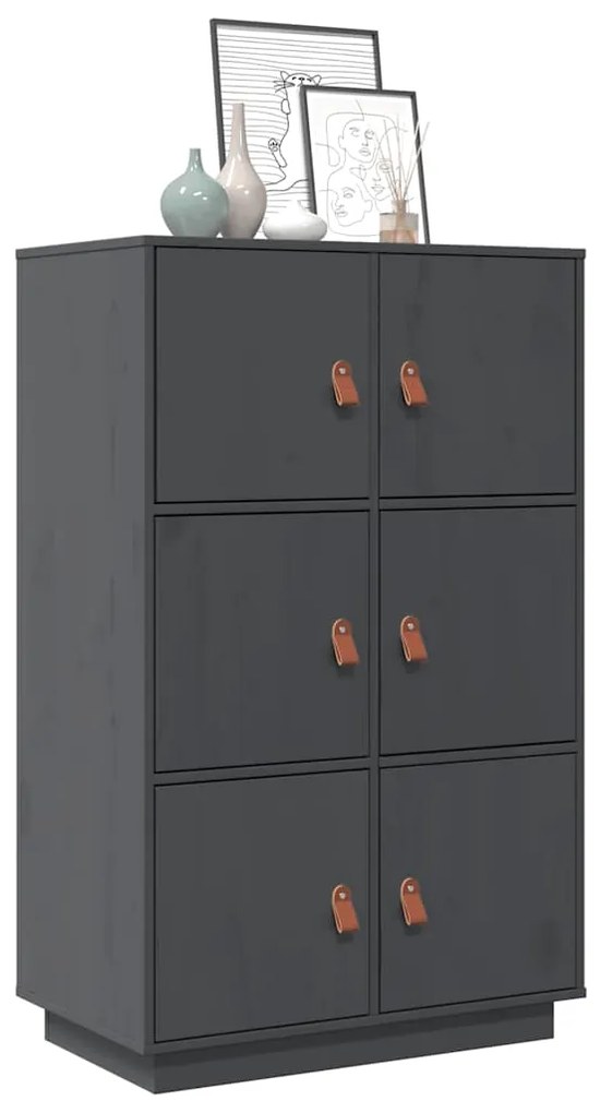 vidaXL Dulap înalt, gri, 67x40x108,5 cm, lemn masiv de pin