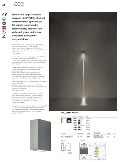 Aplică LED de exterior ACE LED/3,36W/230V 3000K IP54 albă Redo 90413