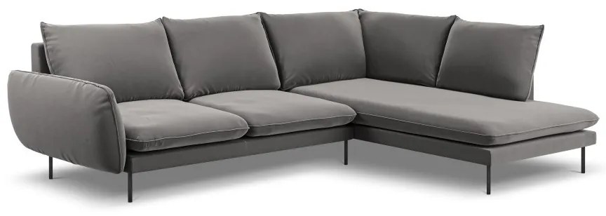 Coltar Vienna 6 locuri velvet picioare negre L275 cm