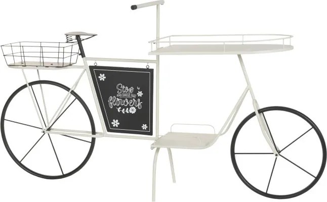 Stand decorativ alb, cu rafturi din metal , tip "Retro Bicycle"