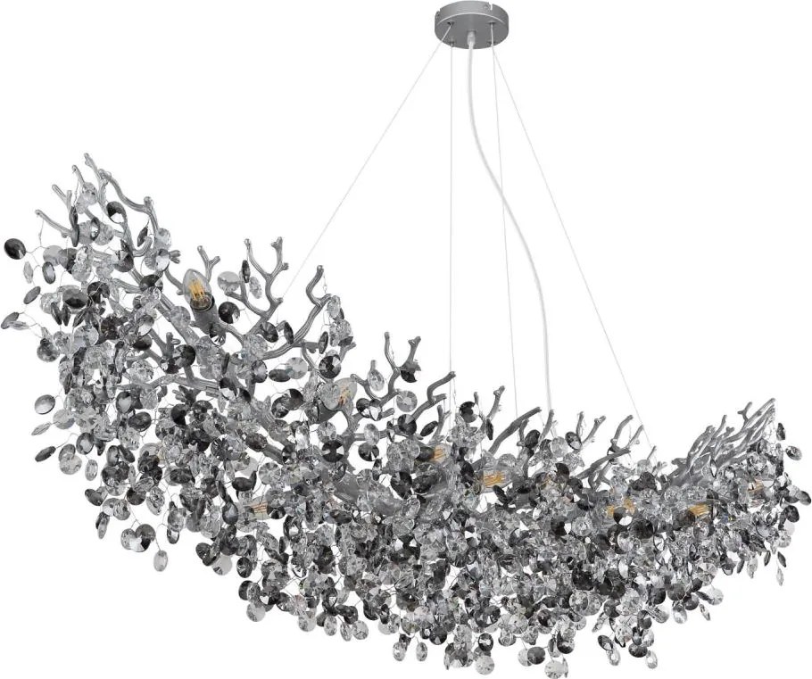 Globo 64138H4S - Candelabru suspendat pe cablu QUEENA 16xE14/40W/230V argintiu