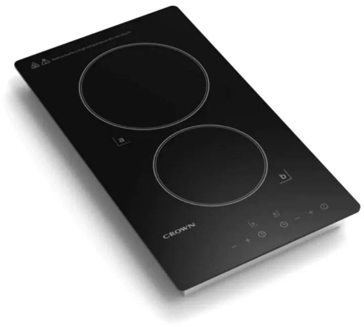 Plita ceramica incorporabila Crown VCP 32D, 3000W, Timer, Dubla, Ecran tactil, Negru