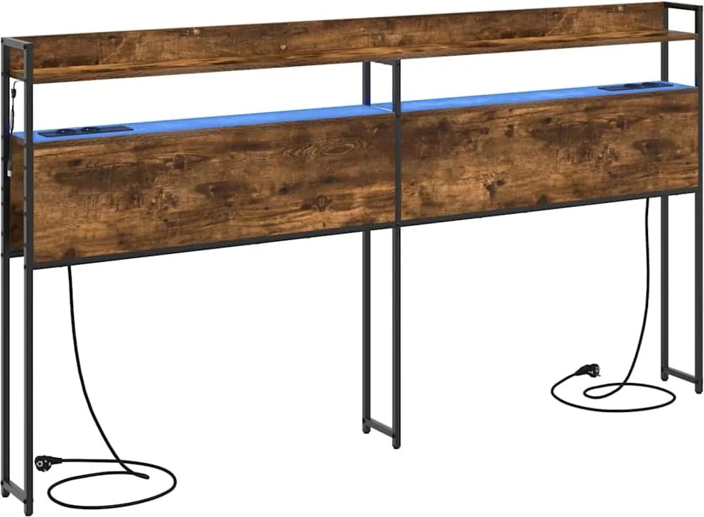 vidaXL Tăblie de depozitare cu raft Stejar afumat 180 cm Lemn compozit