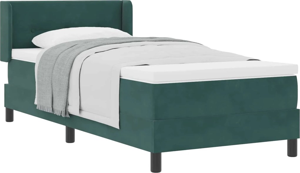 vidaXL Pat cu arcuri cu saltea Verde închis 200 x 90 cm Catifea