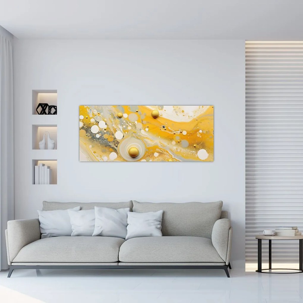 Tablou - fundal abstract cu decor de aur (120x50 cm)