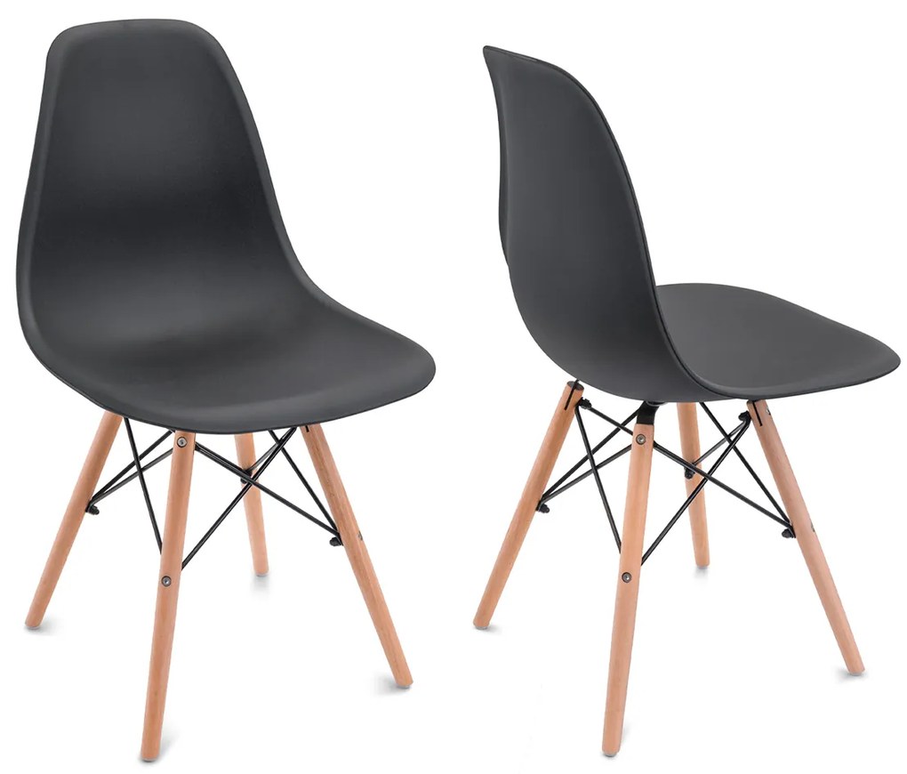 Scaune de sufragerie 4buc negre, stil scandinav Classic