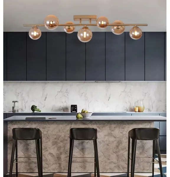 Lustră LED aplicată Wofi 7014-701W VILLA 7xG9/3W/230V auriu