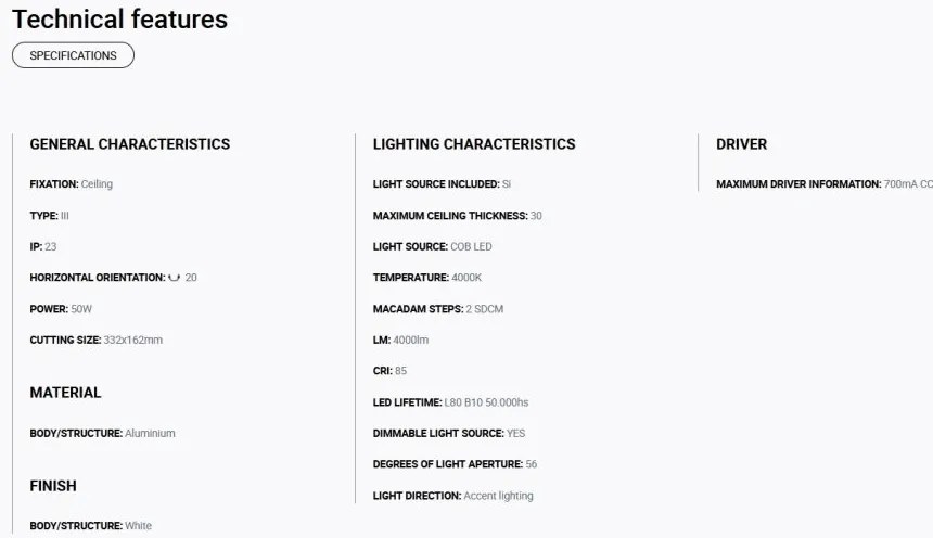 Spot LED incastrabil COLIN-2 White recessed 48-72W 4000K 56°