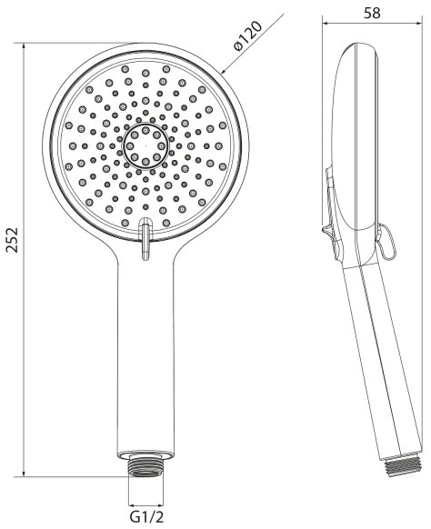 Sapho - Duș de mână cu funcție de clătire, crom lucios
