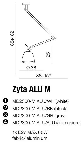 Pendul directionabil design modern ZYTA M ALU negru