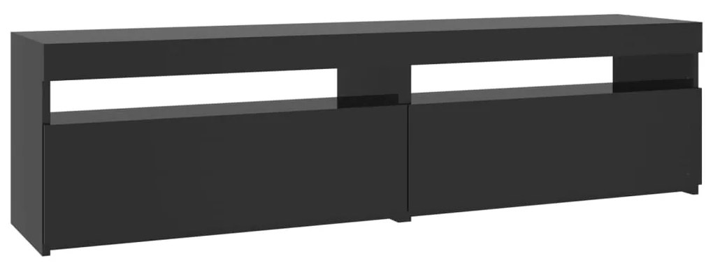 804406 vidaXL Comode TV cu lumini LED, 2 buc., negru extralucios, 75x35x40 cm