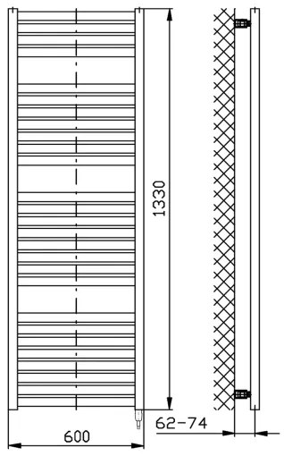 Radiator portprosop electric pentru baie Aqualine TONDI-E 600W/230V 133 cm alb drept