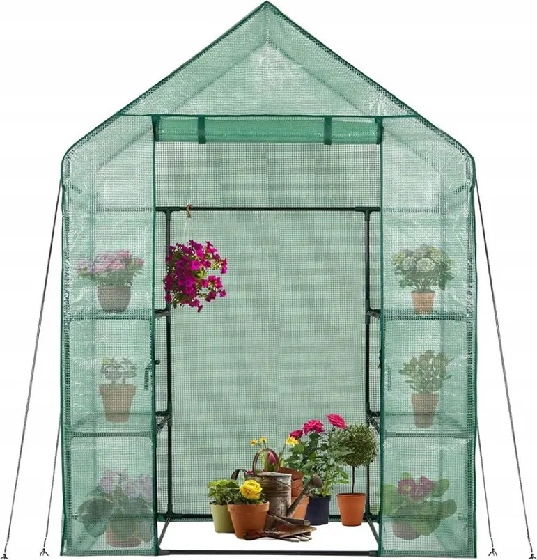 Solar de grădină cu folie și rafturi 73 x 140 m x 200 cm