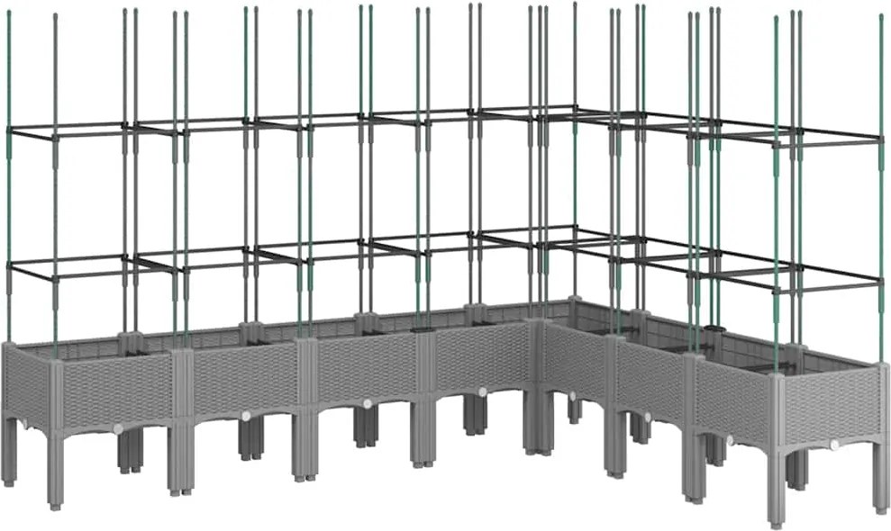 vidaXL Jardinieră de grădină cu spalier gri deschis 200x160x142,5cm PP