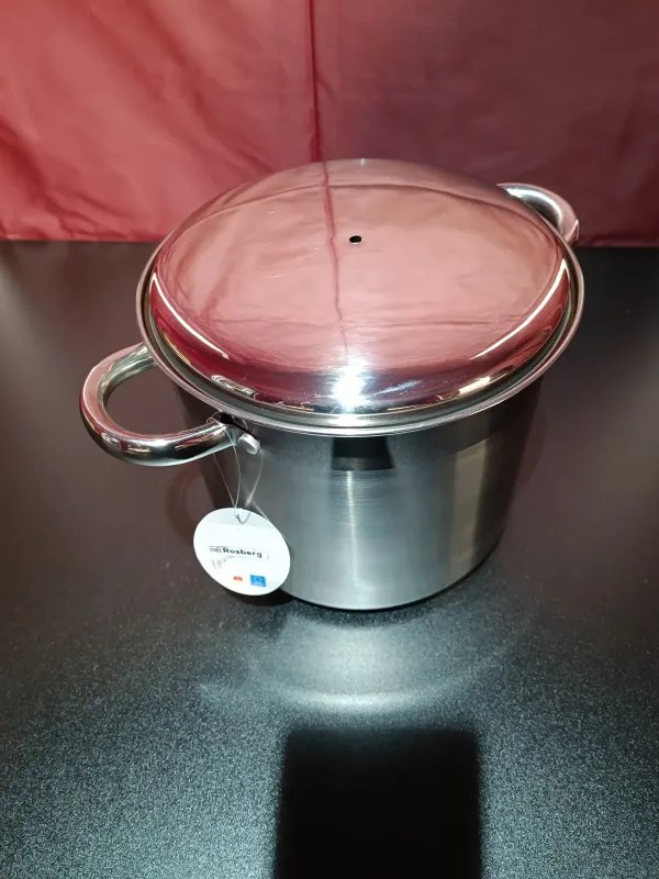 La mâna a doua: Oala adanca cu capac inox Rosberg R51211B22S, 22 cm, 7,2 l, Baza multistrat, Inductie, Otel inoxidabil