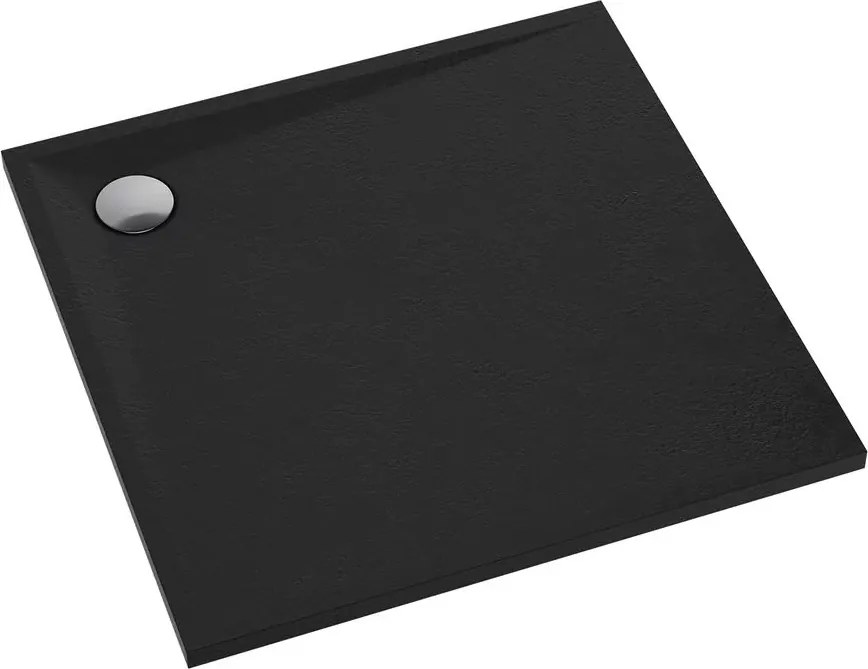 Cadita de dus patrata din compozit Omnires Stone negru mat 90x90 cm