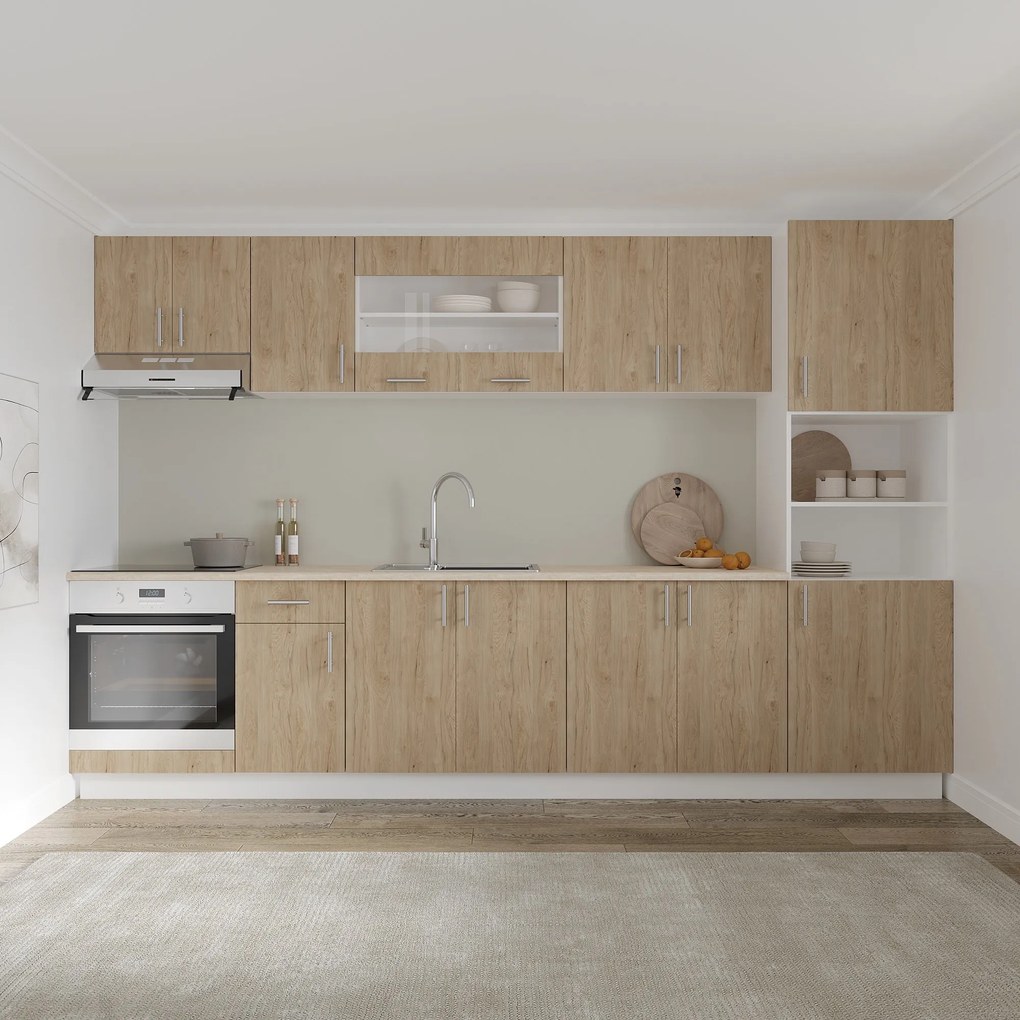 Set haaus V30, Lemn Natural/Alb, Blat Thermo 28 mm, L 320 cm