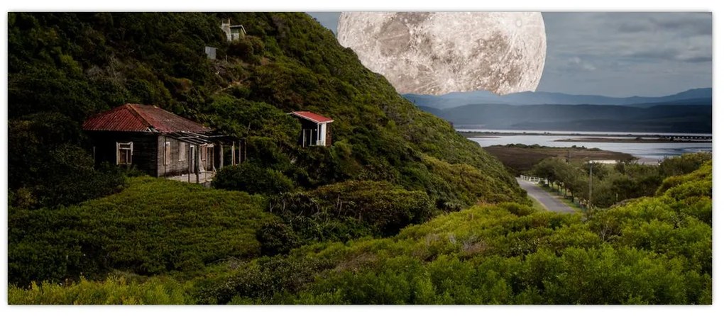 Tablou - peisaj cu luna (120x50 cm)