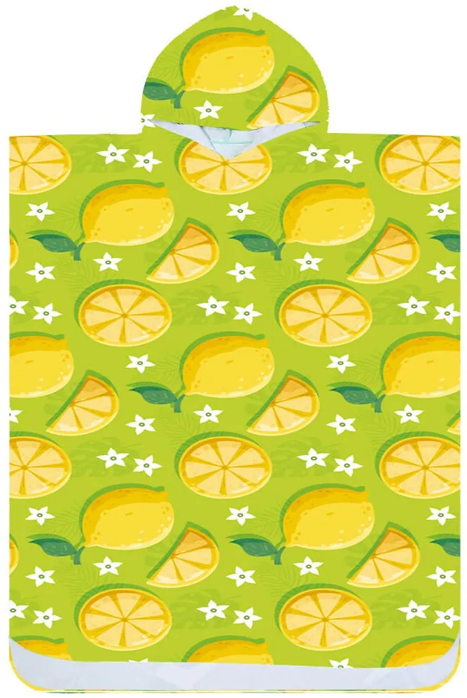 Set de plaja LEMONS – prosop 100×180 cm si poncho 80×145 cm, verde