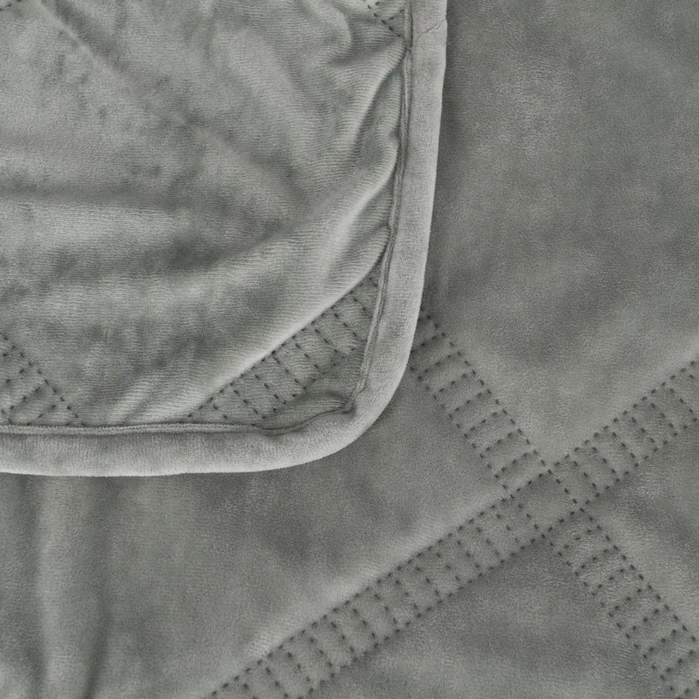 Cuvertură verde prăfuit matlasată din catifea 230x260 cm – Ixia